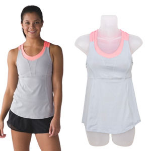 LULULEMON Beat the Heat Tank Seal Grey Grapefruit Built-In Bra Women's Size 4